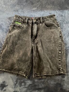 Men's Black Washed Denim Shorts